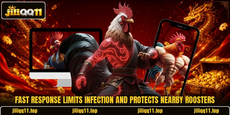Fast response limits infection and protects nearby roosters Fast response limits infection and protects nearby roosters