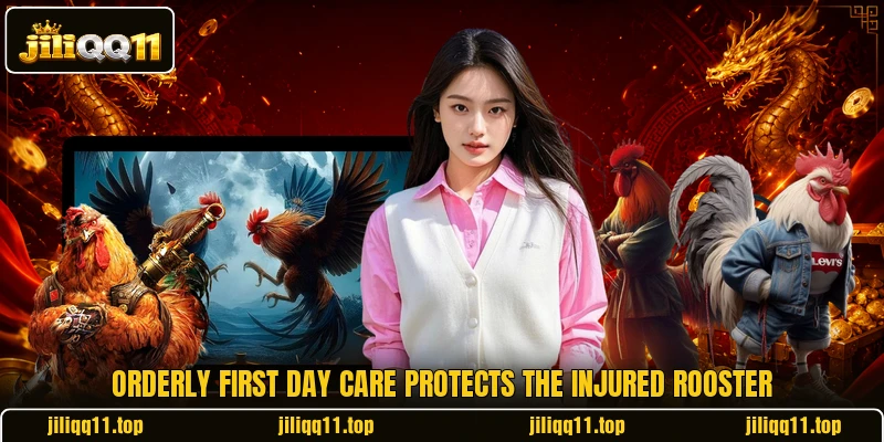 Orderly first day care protects the injured rooster